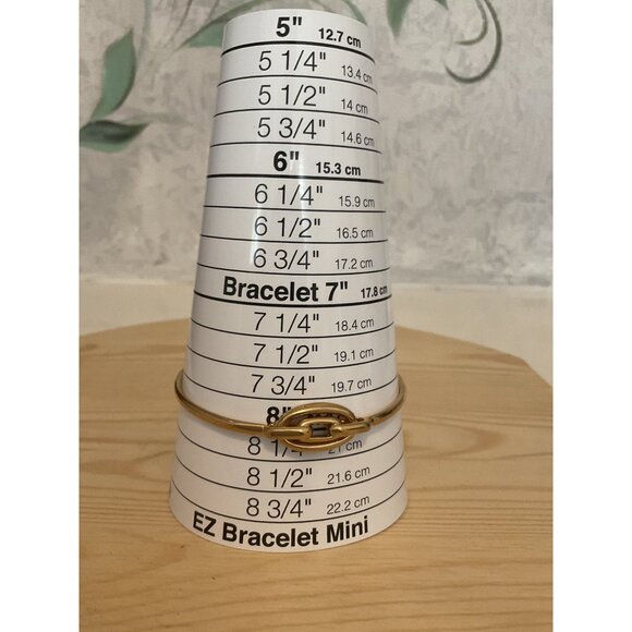 Gold-toned Bangle Bracelet With Oval Clasp Detail 8 Inches - Picture 5 of 5